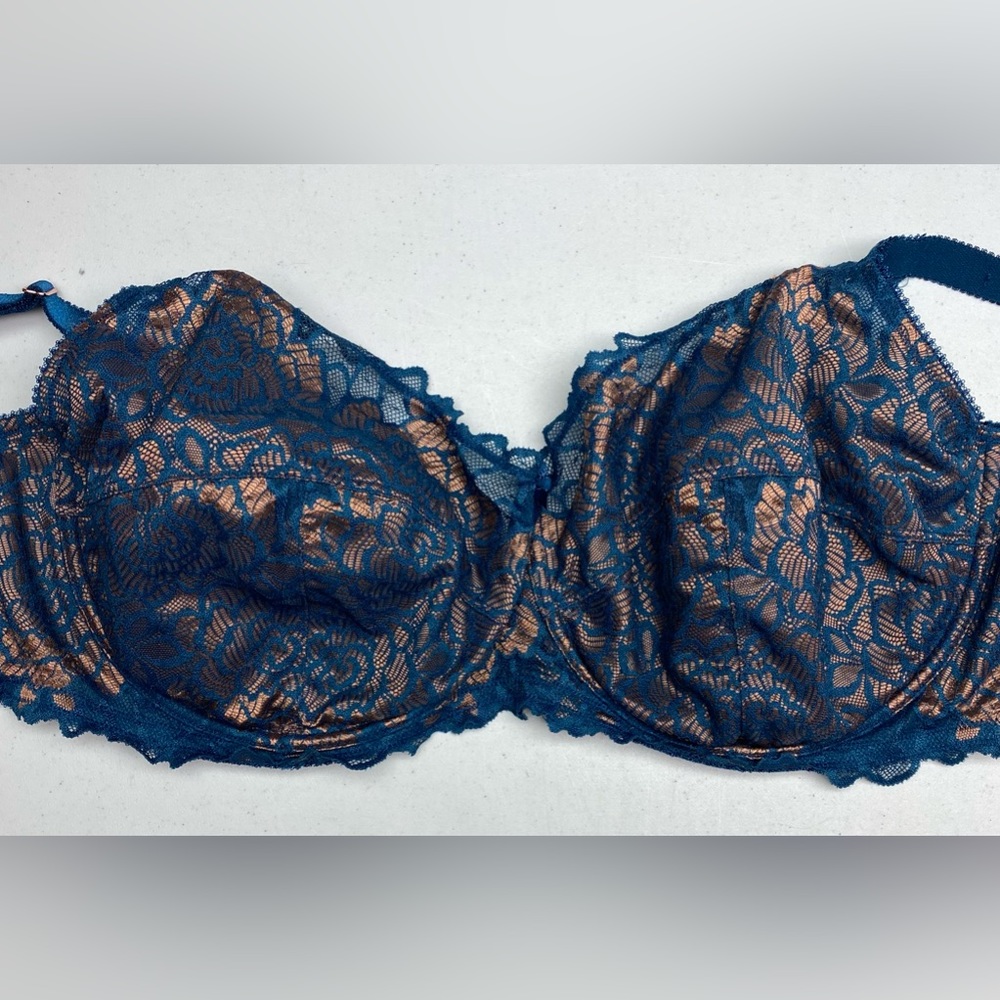 Desse BLU/GLD Unlined Underwire, 44DDD  *P1056